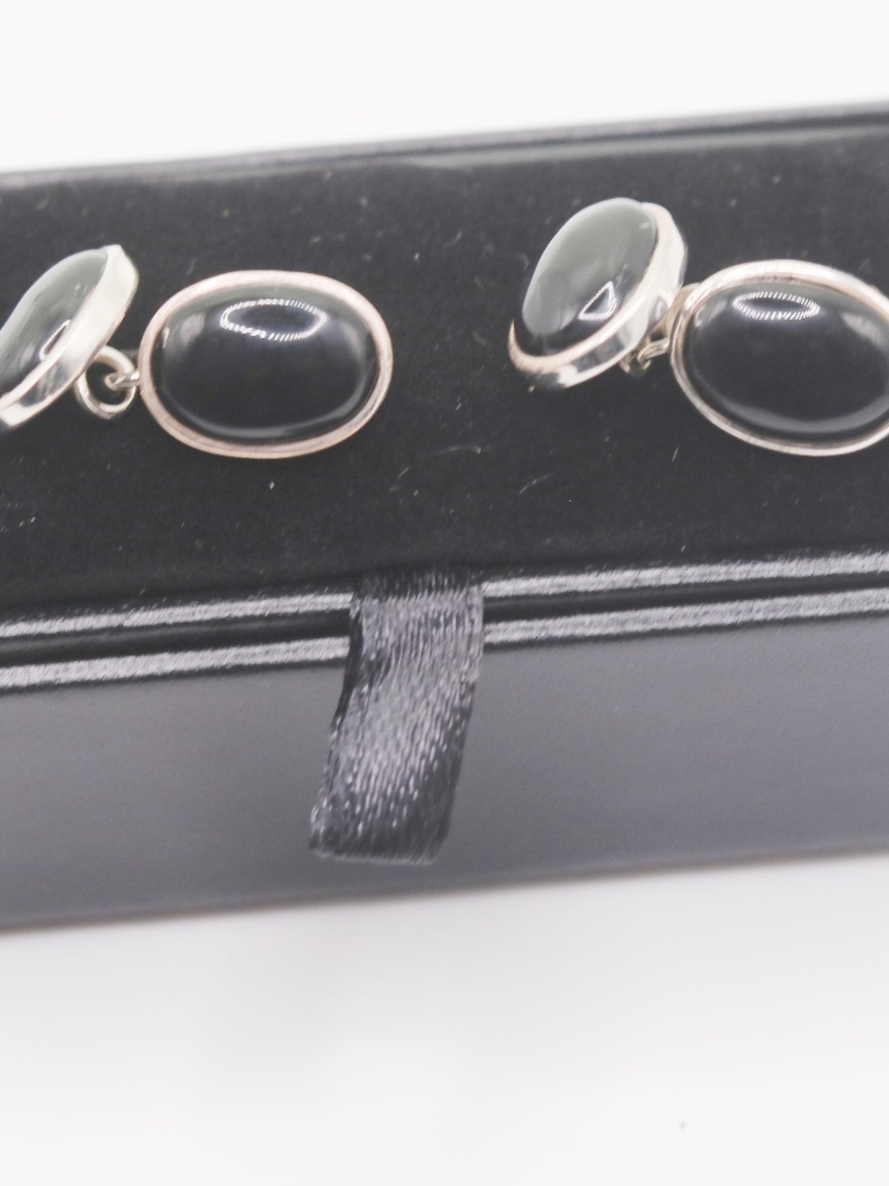 Art Deco Sterling silver Black Onyx cufflinks